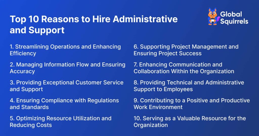 Top 10 reasons to hire administrative and support