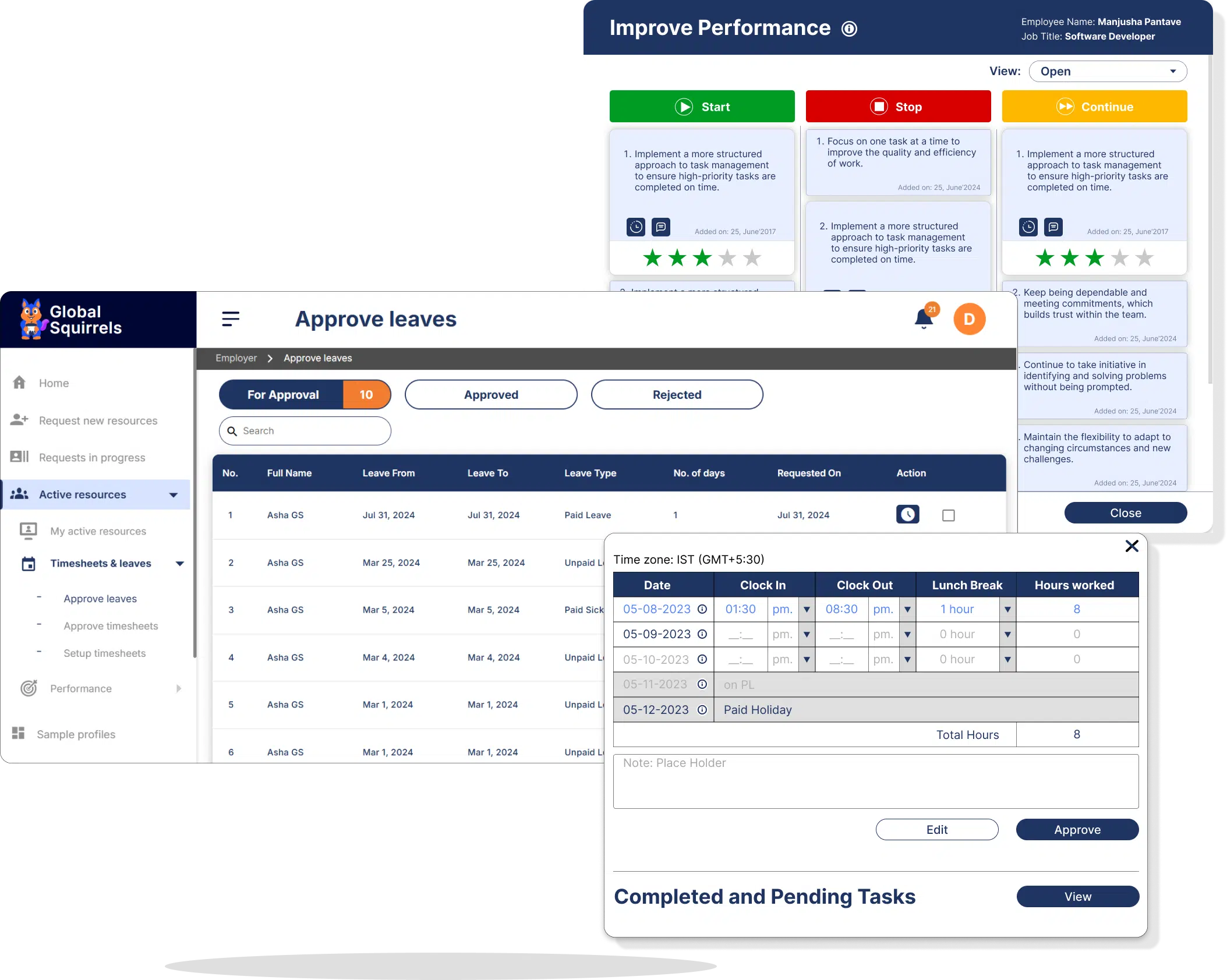 EOR tools managing payroll and employee tasks.