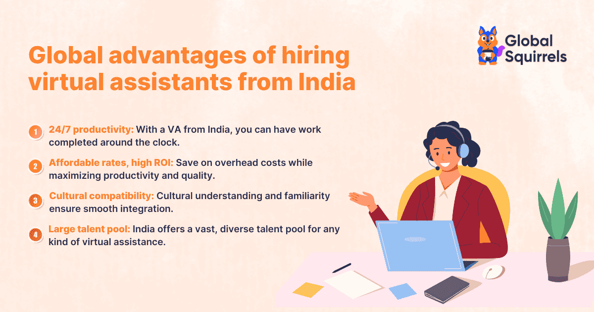 Global advantages of hiring virtual assistants from India