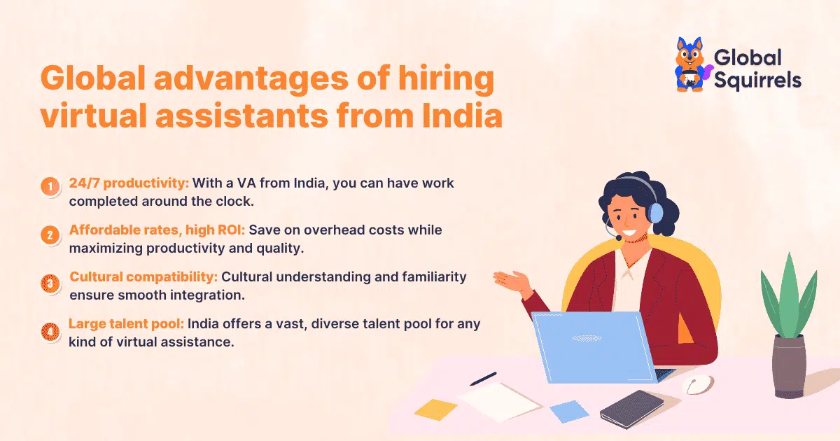 Global advantages of hiring virtual assistants from India