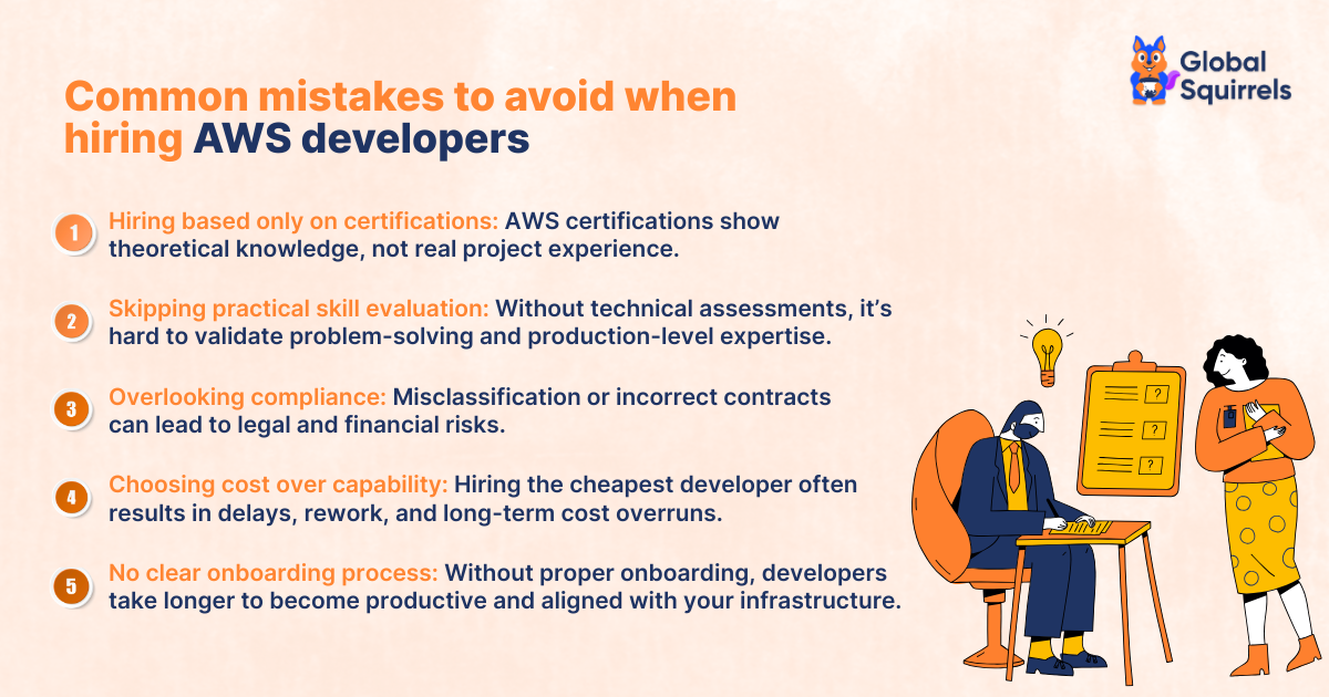 Common mistakes to avoid when hiring AWS developers