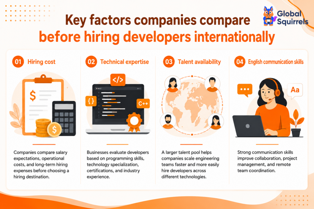 Key factors companies compare before hiring developers internationally