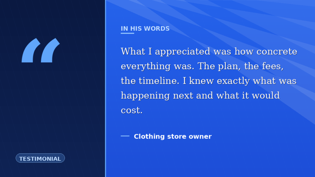 clothing store owner testimonial